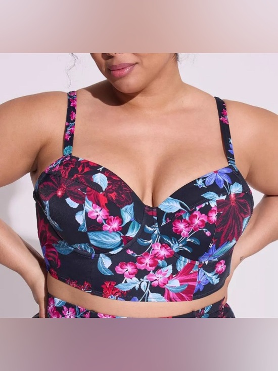 torrid Other - NWT Torrid underwire long-line bikini top featuring a dark floral print